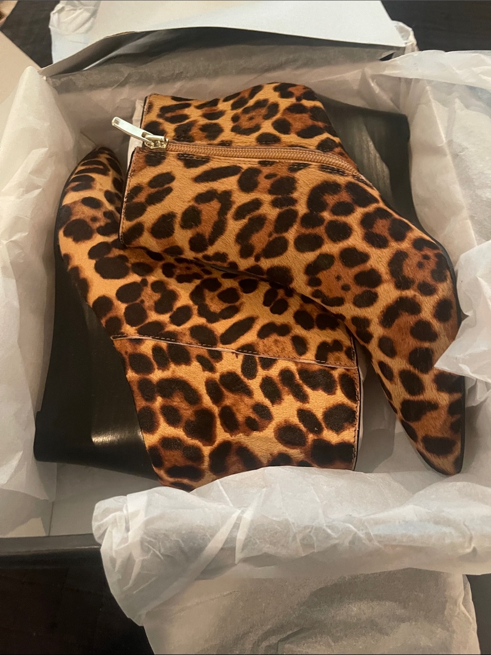 Nine west carter animal print wedge boots new in box 6 m